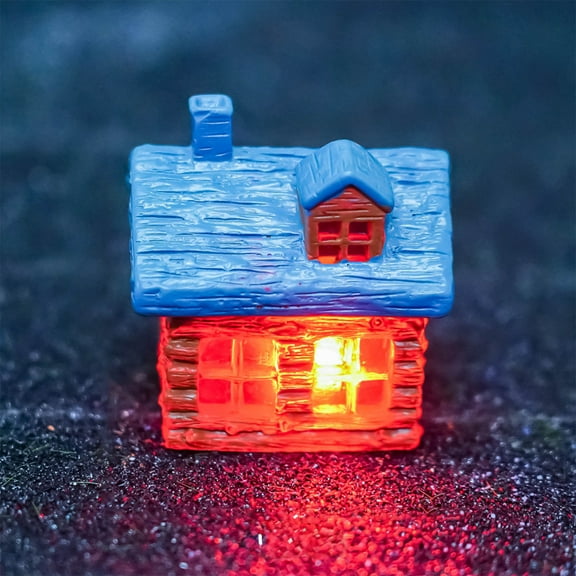 Grrvtrz Creatives Luminous Mushrooms House Cabin Micros Landscapes Doll House Decoration Desktop Small Ornaments,Ornaments,Christmas Decorations