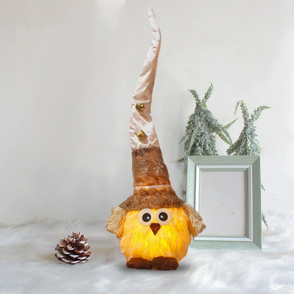 Grrvtrz Decoration Owl Gnome Figures with LED Light for Autumns and Christmas Decor Gift Autumns Decoration LED Light Christmas Decoration Indoor Decoration Owl Gnome,Toys,Home Decor