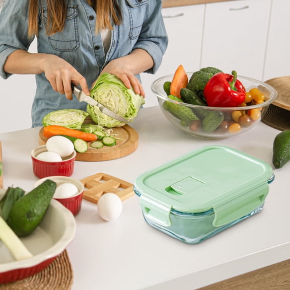 Grrvtrz Glass Bento Box Can Be Microwave Oven Heated Lunch Box Office Fresh-keeping Box,Kitchen Utensils,Kitchen Gadgets