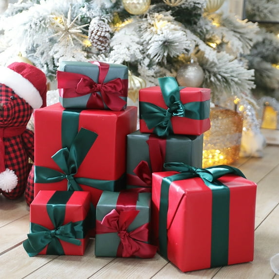 Grrvtrz Matte Christmas Decorations Gifts Box Christmas Under Tree Decorations Set of 7,Christmas Decorations,Home Decor