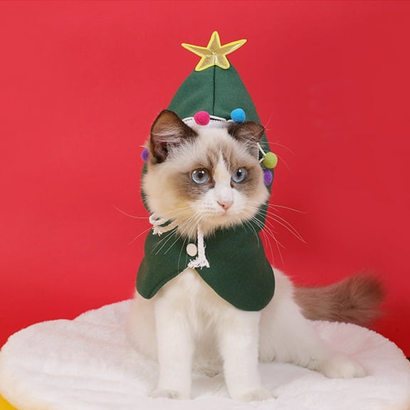 Grrvtrz Pet Christmas Costume Puppy Xmas Cloak with Star Party Cosplay Dress for Cats and Small To Medium Sized Dog,Christmas Decorations,Home Decor