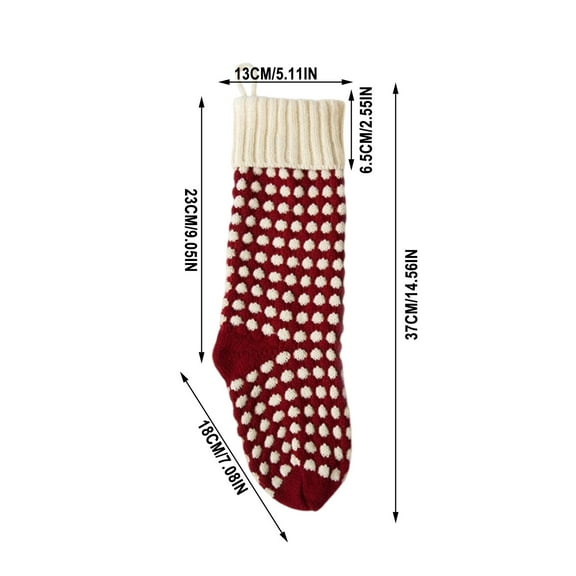 Grrvtrz Small Size 37CM Christmas Stocking Set Decoration Pendant Christmas Gift Bag Knitting Wool Candy Bag Polka Dots Mural,Christmas Pendant,Christmas Decorations