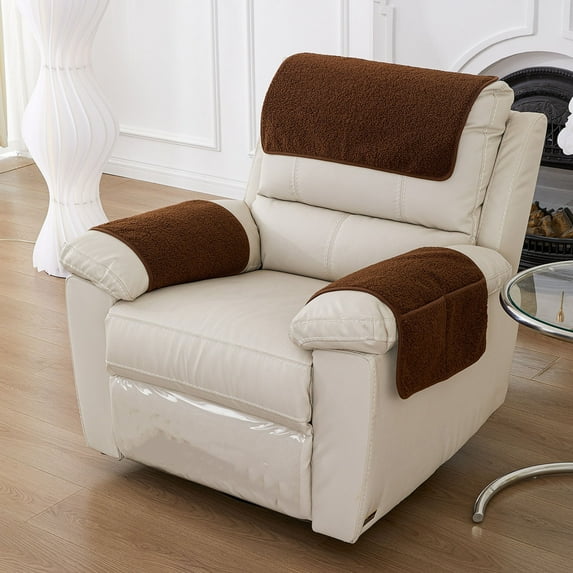 Grrvtrz Solid Color Lambskin Sofa Headrest Cushion Armrest Cushion with Storage Bag Single Chair Armrest Towel Rainproof Dirtproof and Scratch Resistive,Christmas Ornaments,Christmas Decorations