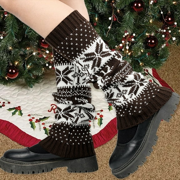 Grrvtrz Thickened Christmas Socks with Snowflake Deer Patterns Stacking Socks and Woolen Sock Covers for Fall Winter,Christmas Ornaments,Christmas Decorations