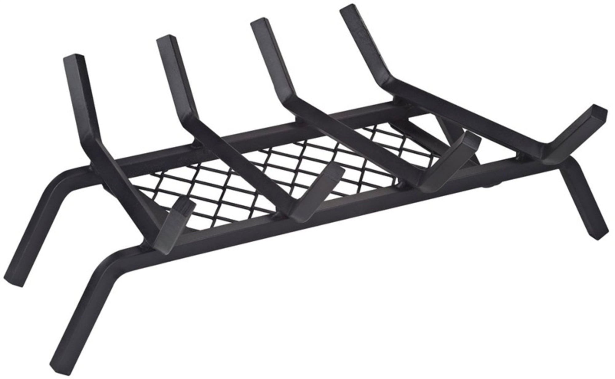 Black Powder Coated Steel Fireplace Grate with Ember Retainer