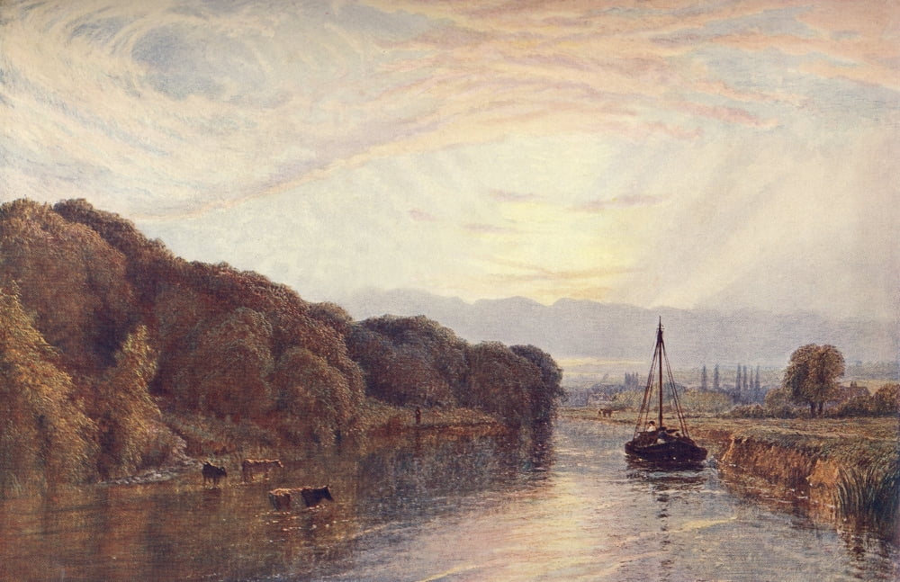 Grt Pics in Private Galleries 1905 Clifton Grove Nottingham Canvas Art - Henry Dawson (18 x 24)