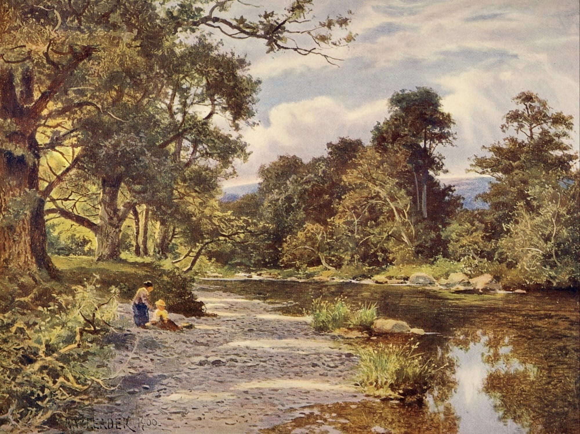 Grt Pics in Prvte Galleries 1905 On the River Llugwy North Wales Canvas Art - Benjamin W Leader (18 x 24)