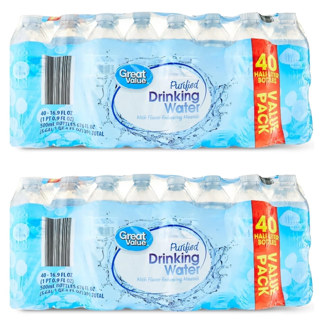 GrtValue Purified Drinking Water, 16.9 fl oz Bottles, 40 Count, (Pack