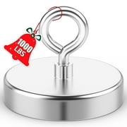 Grtard 1000lbs Rare Earth Magnet Fishing Magnets, Super Strong Neodymium Magnet with Countersunk Hole Eyebolt, Magnets Fishing for Retrieving in River and Magnetic Fishing - Diameter 3.54 inch(90mm)