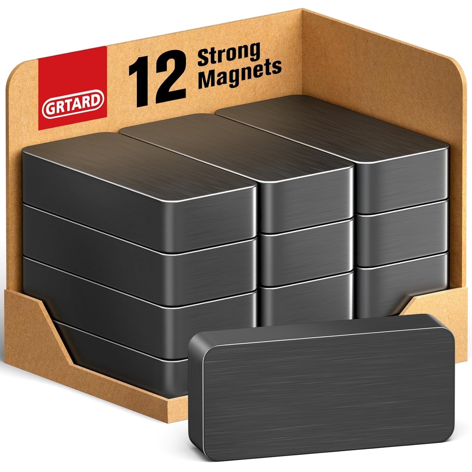 TRYMAG 12 Packs Ferrite Large Block Magnets, 1 7/8" X 7/8" X 3/8" Heavy
