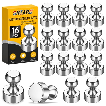 Grtard 16Pcs Fridge Magnets, Small Push Pin Magnets for Whiteboard,Kitchen, Office, Classroom, Locker
