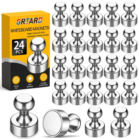 Grtard 24Pcs Fridge Magnets, Small Push Pin Magnets for Whiteboard,Kitchen, Office, Classroom, Locker