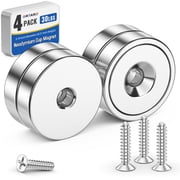 Grtard 4 Pack Neodymium Cup Magnets, 30LBS Holding Force Strong Rare Earth Magnets with Heavy Duty Countersunk Hole and Stainless Screws for Refrigerator,Office and Garage