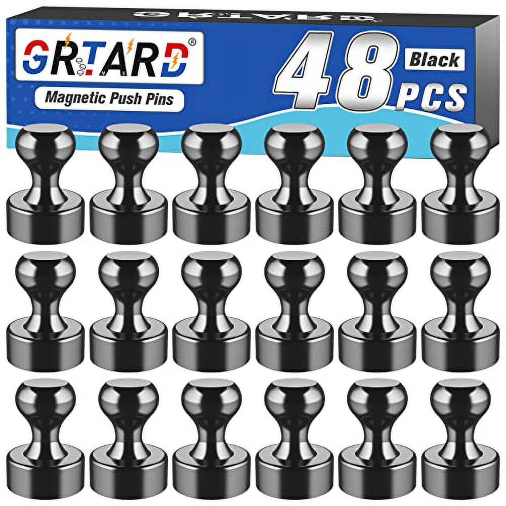 Grtard 48 Pack Black Push Pins, Fridge for Whiteboard