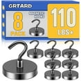 thumbnail image 1 of Grtard 110 lbs Magnetic Hooks Heavy Duty, 8Pack Strong Magnet Hook for Cruise Cabins, Large Magnetic Hooks, Magnets with Hooks for Hanging, Cruise, Curtain, Home, Kitchen, Workplace(Black), 1 of 6