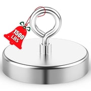 Grtard Magnets Fishing 1500lbs Rare Earth Magnet Fishing Magnets, Super Strong Neodymium Magnet with Countersunk Hole Eyebolt for Retrieving in River and Magnetic Fishing - Diameter 4.72 inch120mm