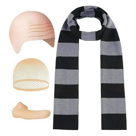 Gru Costume Accessories Man Black and Gray Scarves Bald Hat False Nose Bald Caps for Party