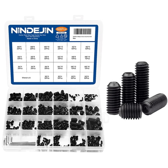 Grub Screws Set Screws Assortment Kit (666 Black Socket Set Screws)