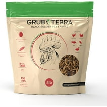 Grub Terra Premium Dried Black Soldier Fly Larvae - High Protein Chicken Feed, Bird Food with 75% High Calcium More Than Mealworms, Vital For Farm Eggs
