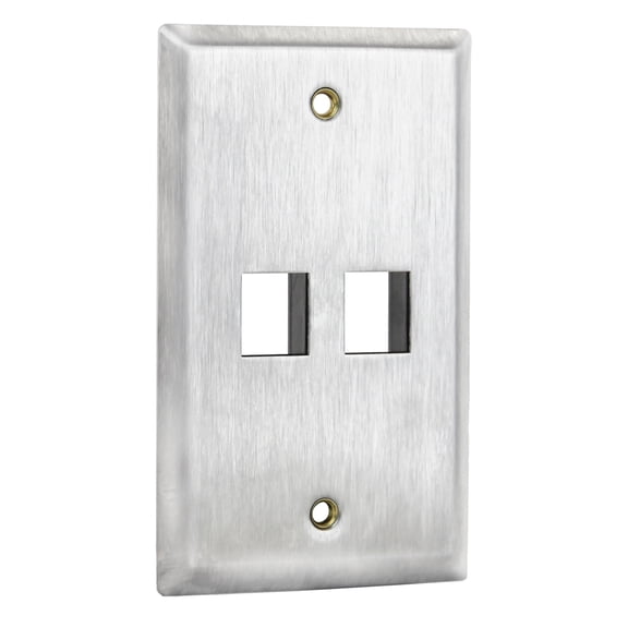 Gruber 2 Port Stainless Steel Wall Plate - Keystone - Single Gang - Pack of 10
