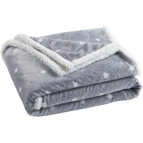 Gruden 50 in. W x 60 in. L Sherpa Throw in Silver