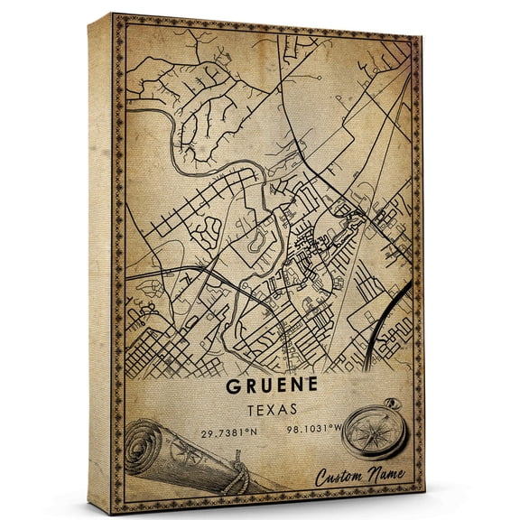 Gruene Map Poster, Texas Map Art Poster, Canvas, Gruene Map City vintage Poster, Street Map Artwork Poster, Gruene Map Canvas - 89AZ150