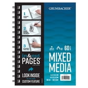 Grumbacher 5.5 x 8.5 Mixed Media Art Paper Pad, 98lb/160GSM, 60 Sheets, Side Wire