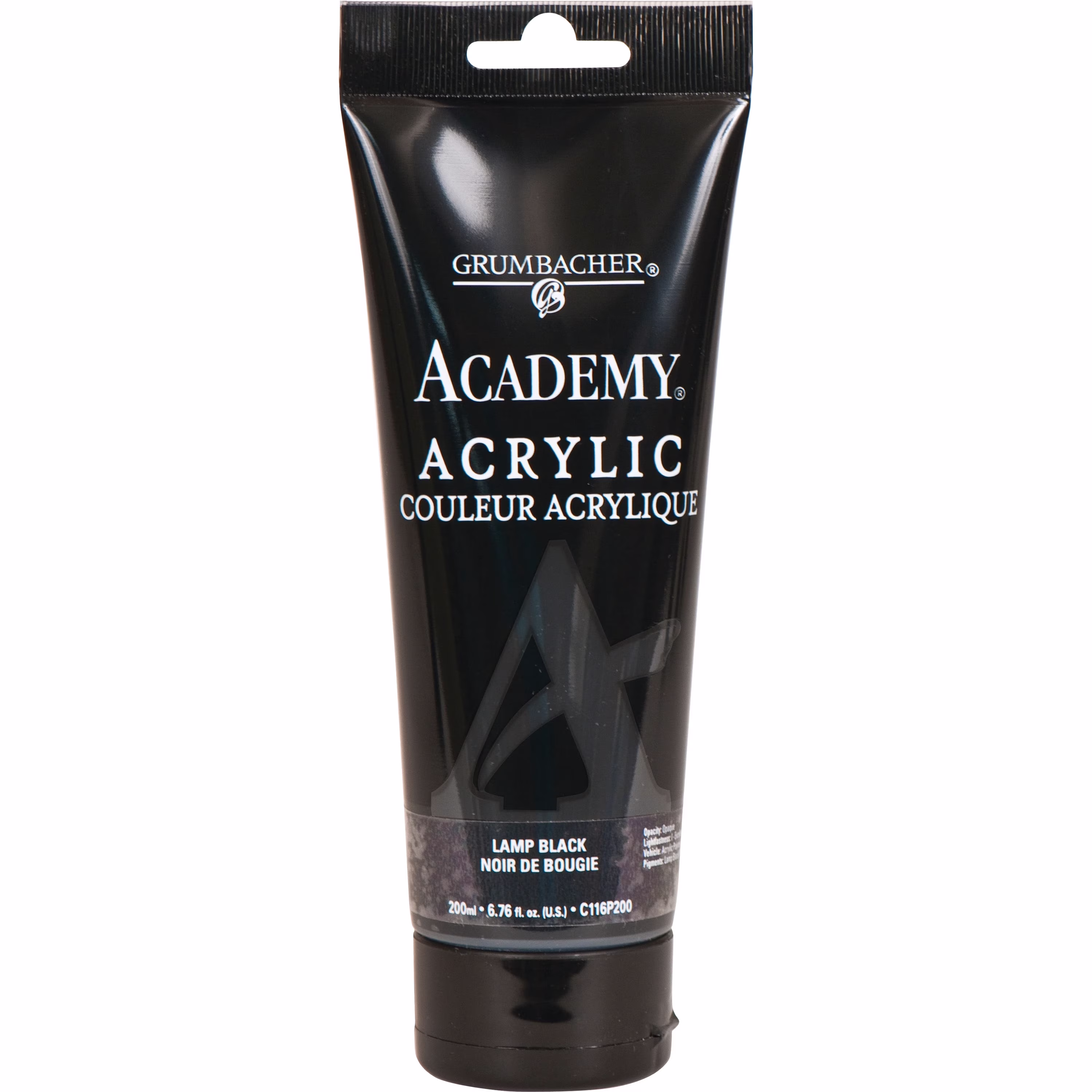 thumbnail image 1 of Grumbacher Academy Acrylic Paint 200ml Tube - Lamp Black, 1 of 6