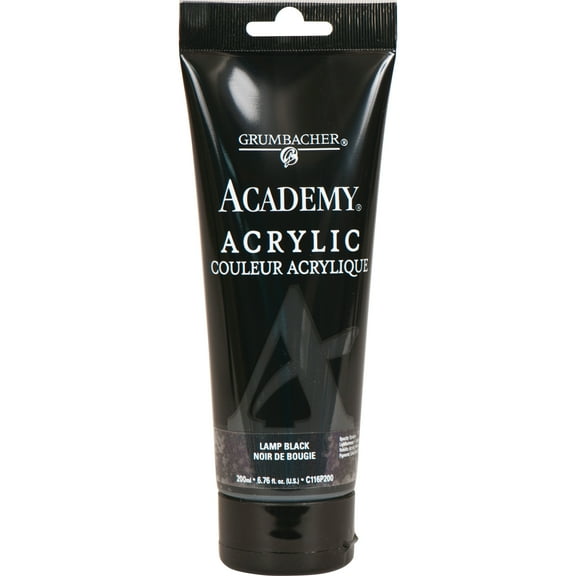 Grumbacher Academy Acrylic Paint, 200ml Tube, Lamp Black
