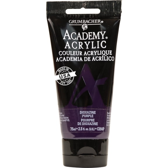 Grumbacher Academy Acrylic Paint, 75ml Plastic Tube, Dioxazine Purple