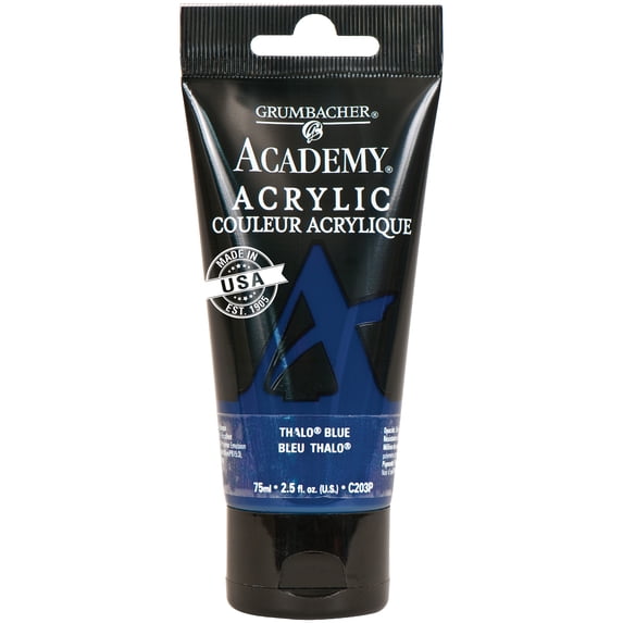 Grumbacher Academy Thalo Blue Acrylic Paint 75ml Tube, Artist Quality, Non-Toxic