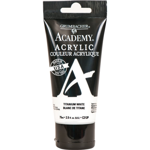 Grumbacher Academy Acrylic Paint Tube - Titanium White, 75ml