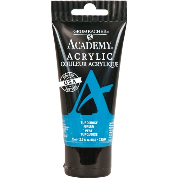Grumbacher Academy Acrylic Paint, 75ml Tube, Turquoise Green