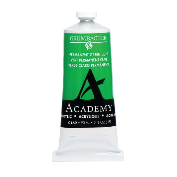 Grumbacher Academy Acrylic 90ml Tube - Permanent Green Light