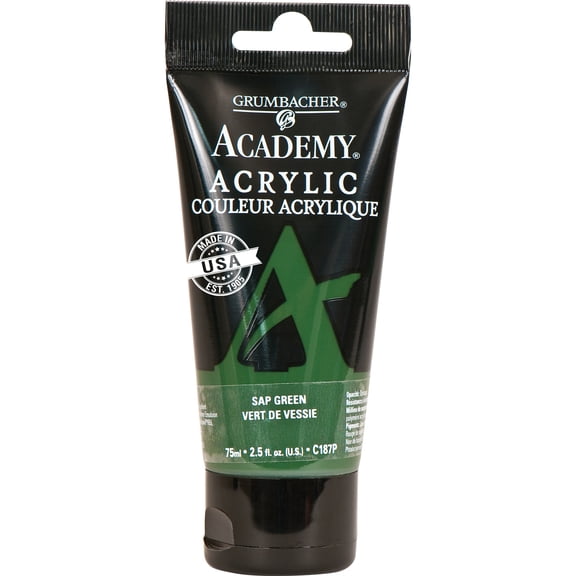 Grumbacher Academy Acrylic Paint, Sap Green, 75ml/2.5 oz. Plastic Tube, 3-Pack
