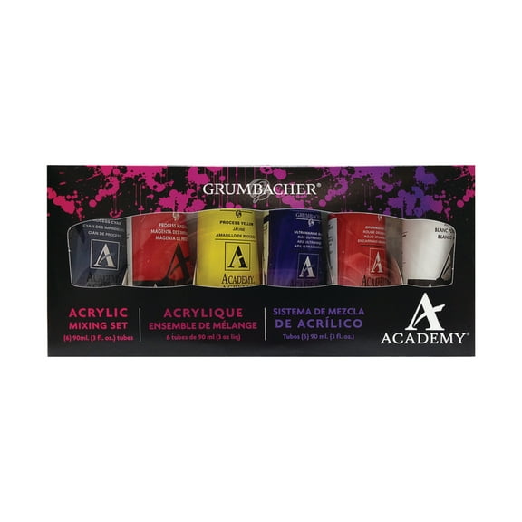 Grumbacher Academy Acrylic Set, 6-Colors, Mixing Colors