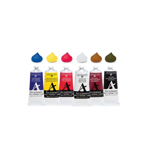 Grumbacher Academy Acrylic Six Piece Set - 90 ml. Tubes