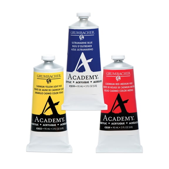 Grumbacher Academy Professional Acrylic Paint 90ml Colors - Metal Tubes - Heavy Body Professional Grade Artist Paint with Genuine and Pure Pigments - ASTM Lightfast Colors