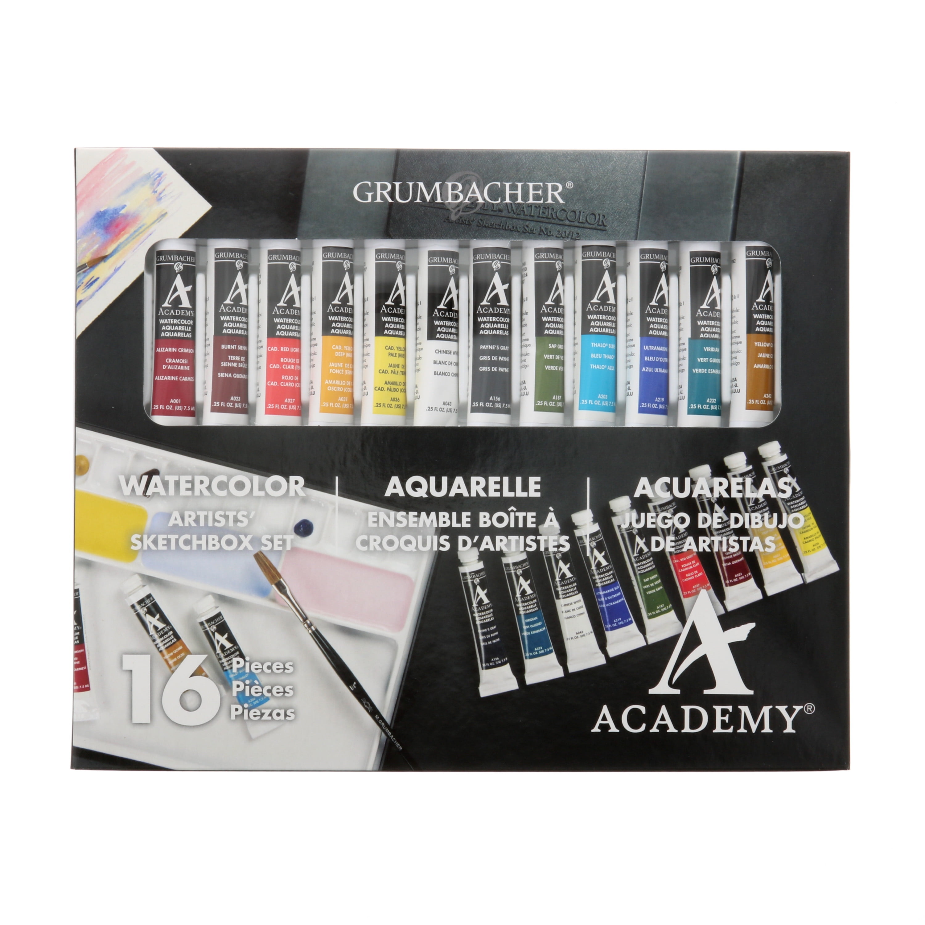 Grumbacher Academy Sketchbox Set, 12Colors