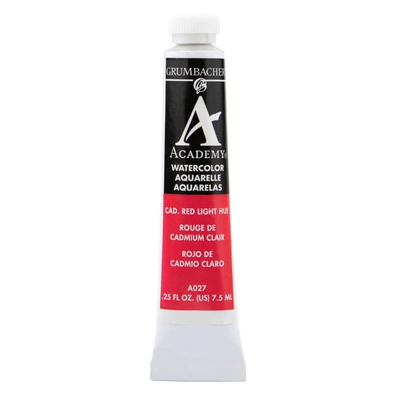 Grumbacher Academy Watercolor, 7.5ml Tube, Cadmium Red Light