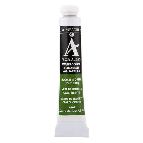 Grumbacher Academy Watercolor, 7.5ml Tube, Hooker' s Green Light