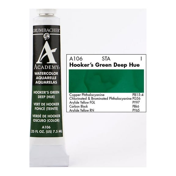 Grumbacher Academy Watercolor Hooker's Green Deep Hue