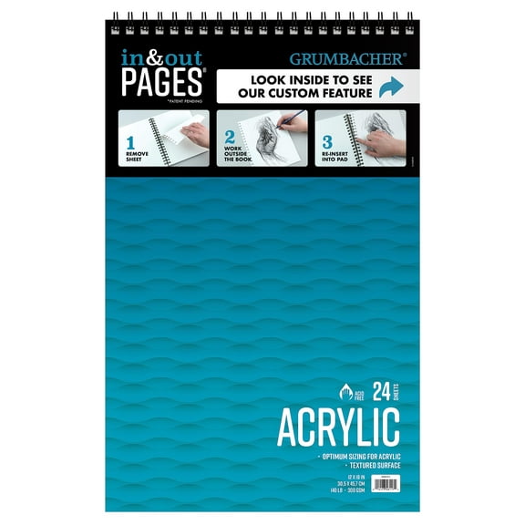 Grumbacher Acrylic In & Out Pad - 12" x 18", 24 sheets, 140 lb