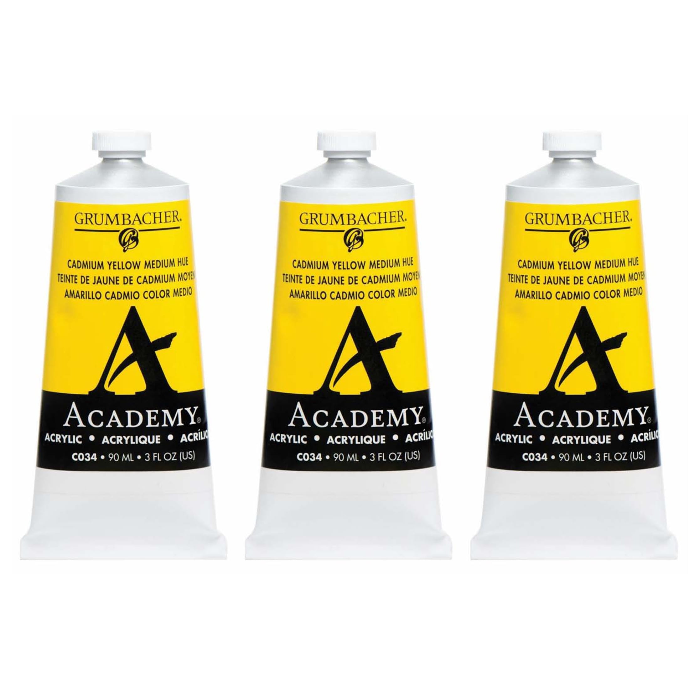 Grumbacher Academy Acrylic Paint - 90ml Tube, Grumbacher Red (Naphthol Red), Excellent Lightfastness, Made In USA