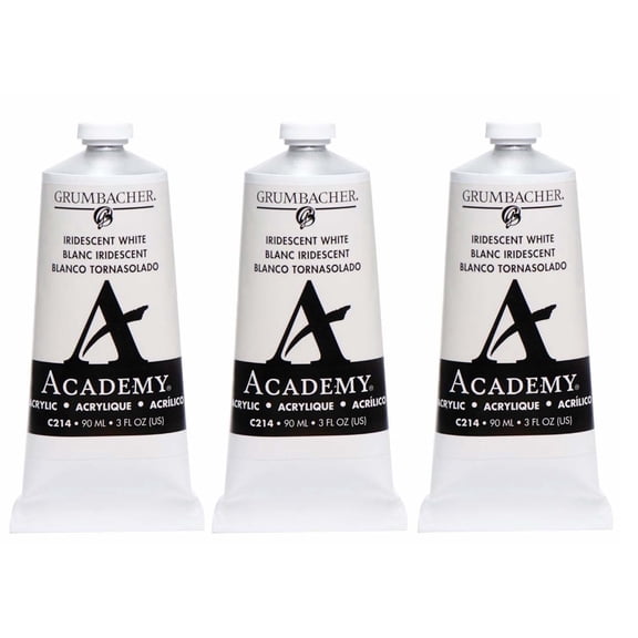 Grumbacher Acrylic Paint 90ml/3 oz. Metal Tube 3-Pack - Iridescent White