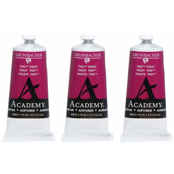 Grumbacher Acrylic Paint, Thio Violet, 90ml/3 oz. Metal Tube, 3-Pack