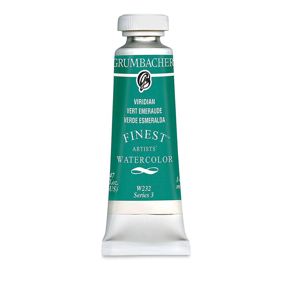 Grumbacher Finest Artists' Watercolor - Viridian, 14 ml tube