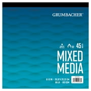 Grumbacher 8" x 8" Mixed Media Paper Pad, 98 lb. / 160 GSM, Tape-Bound, 45 Sheets/Pad