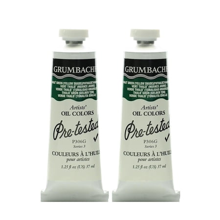 Grumbacher P306 Pre-Tested Artists' Oil Colors, 1.25 Oz, Thalo Green (Yellow Shade), Pack Of 2