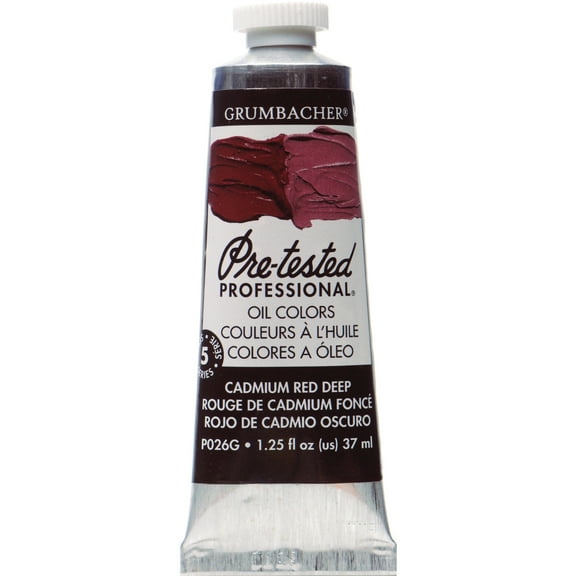 Grumbacher Pre-Tested Oil Color, 37ml Tube, Cadmium Red Deep